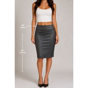 Charlotte Russe Dark Gray Y2K Pinstripe High-Waist Skirt Secretary Slit Medium